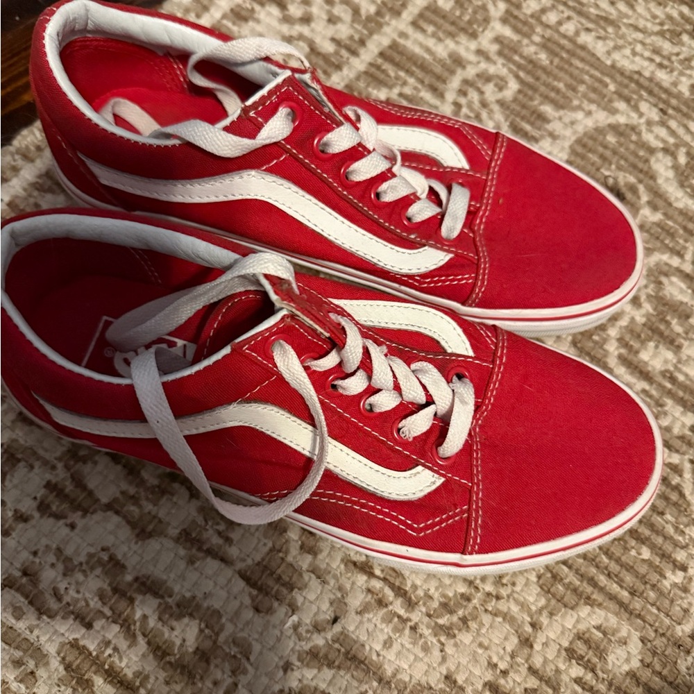 Vans Red and White Suede Shoes